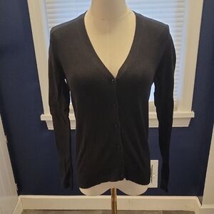 LOFT Black Button-Up Cardigan